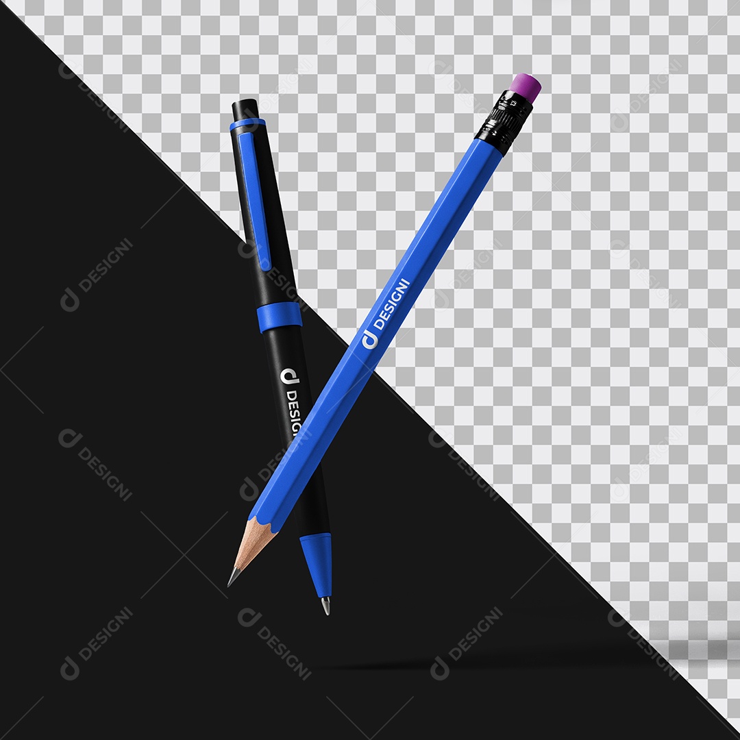 Mockup Caneta e Lápis Rústico PSD Editável