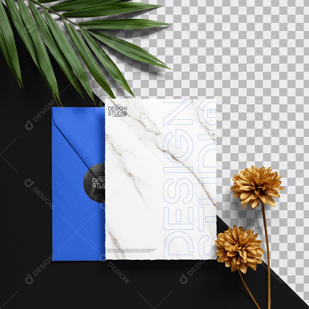Mockup Envelope e Carta Rústico PSD Editável