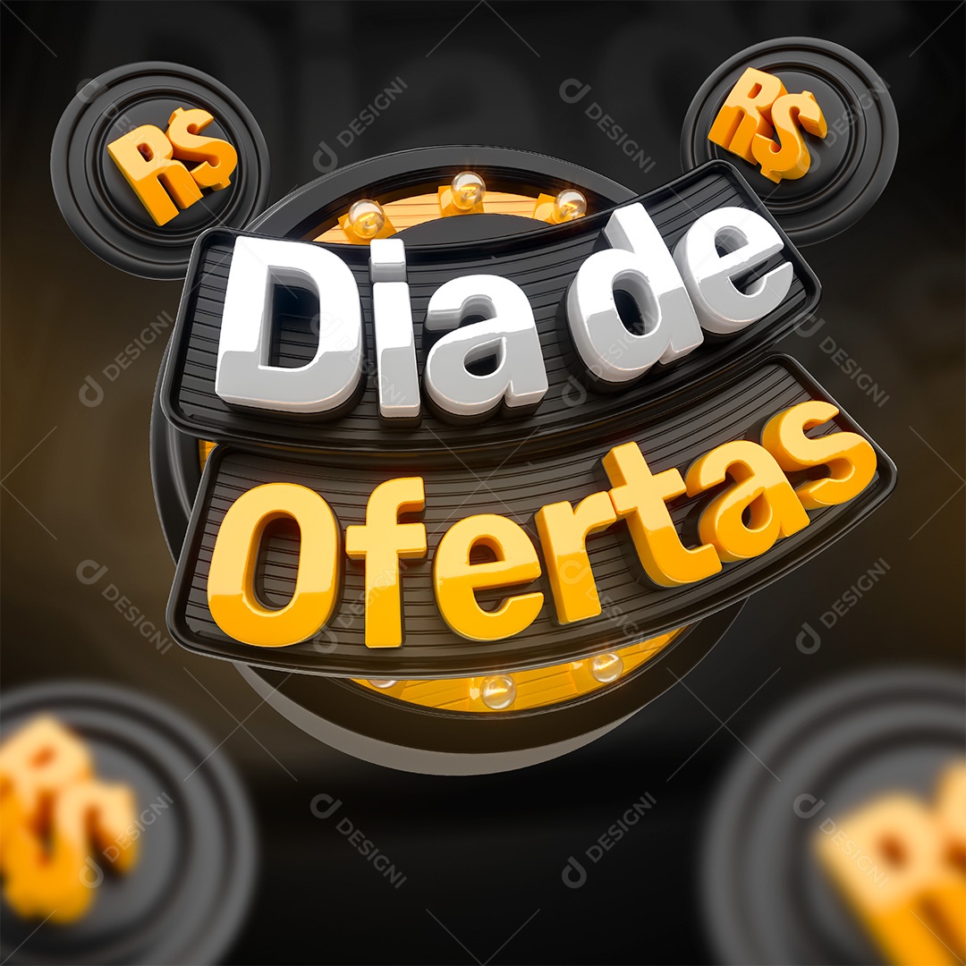 Dia de Ofertas Selo 3D para Composição PSD