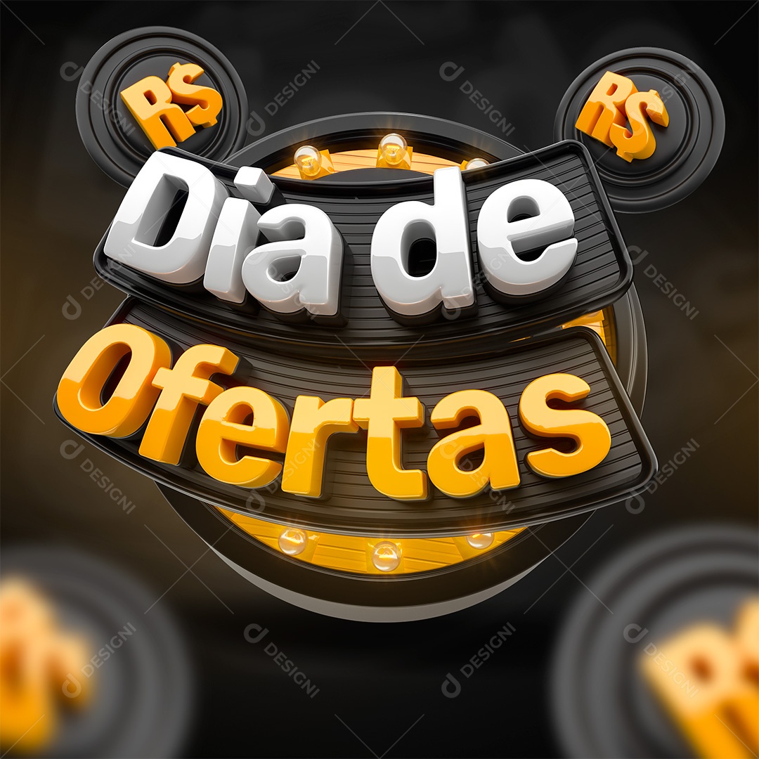 Dia de Ofertas Selo 3D para Composição PSD
