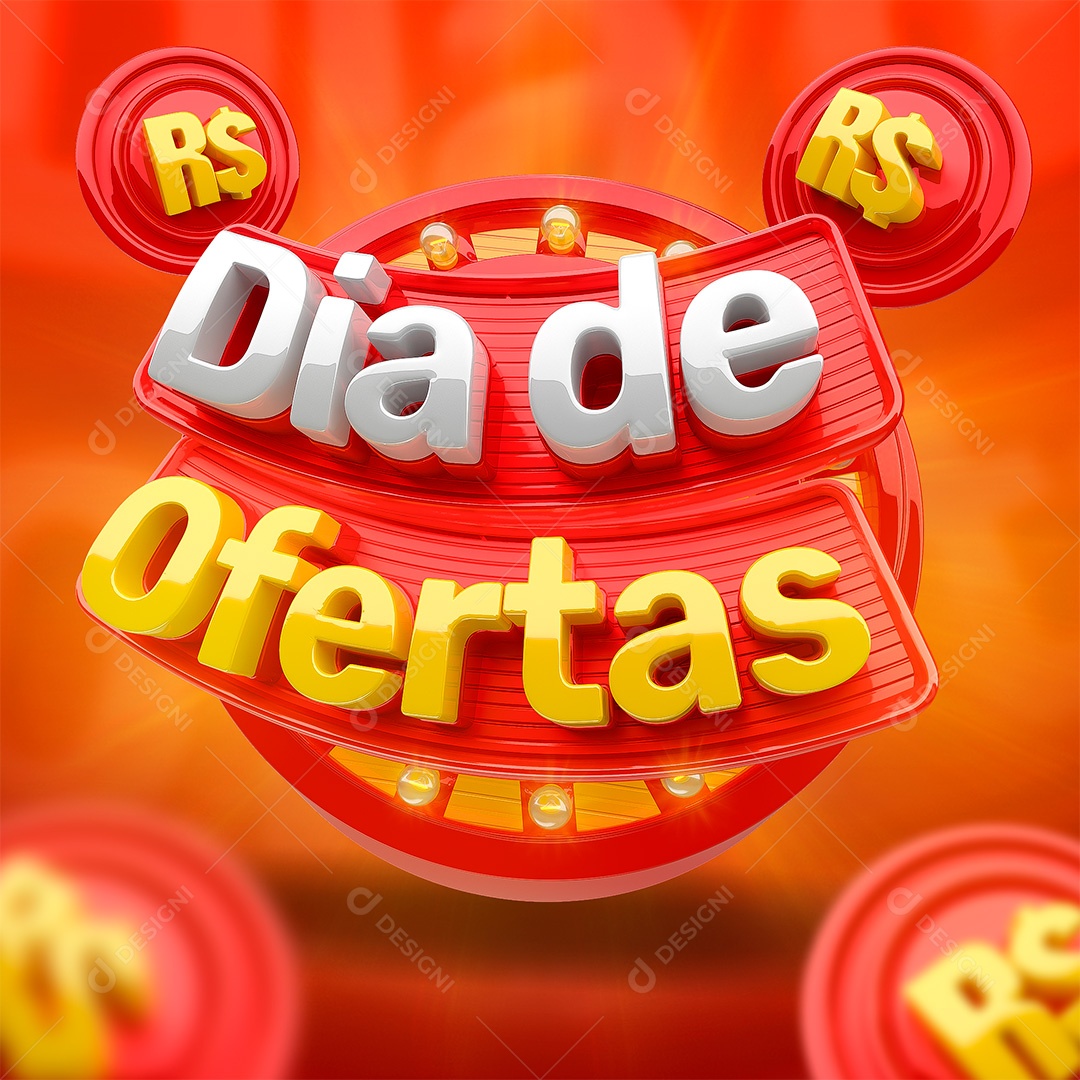 Dia de Ofertas Selo 3D para Composição PSD