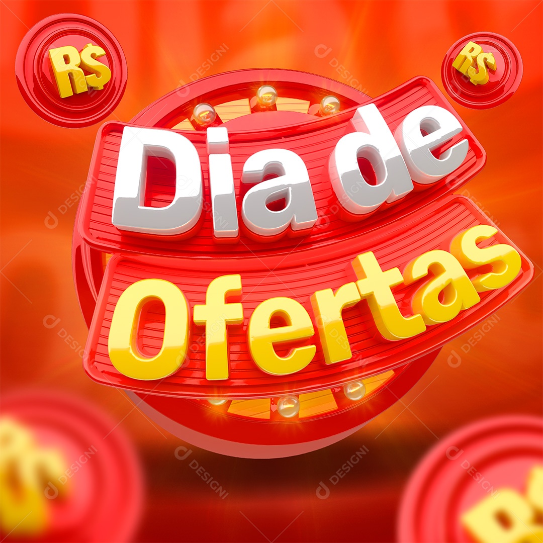 Dia de Ofertas Selo 3D para Composição PSD