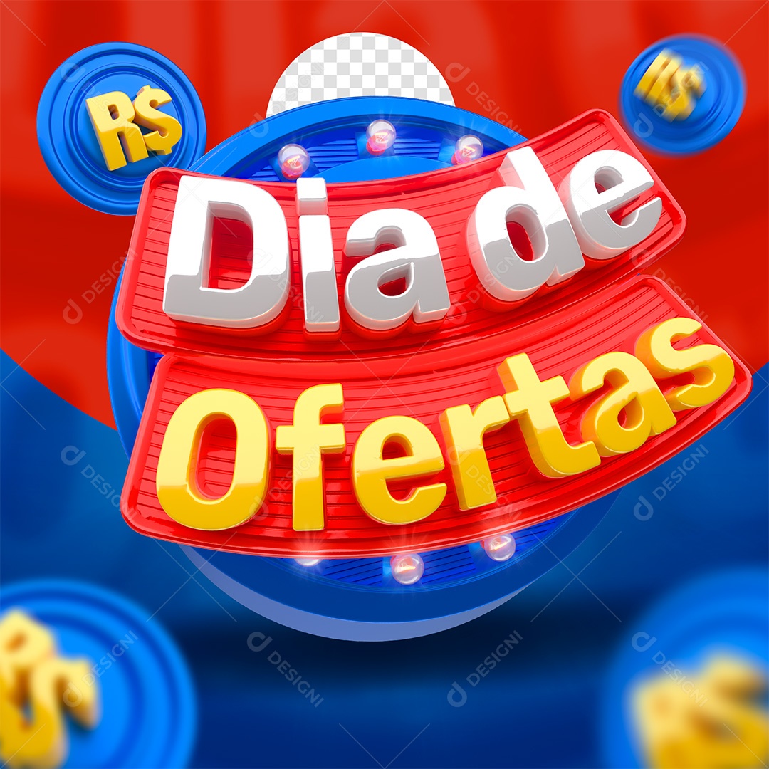 Dia de Ofertas Selo 3D para Composição PSD