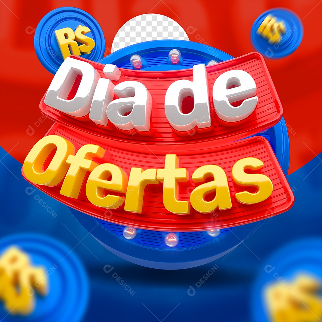 Dia de Ofertas Selo 3D para Composição PSD