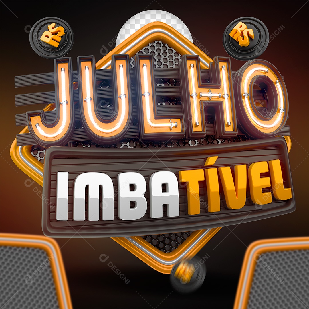 Julho Imbatível Selo 3D para Composição PSD