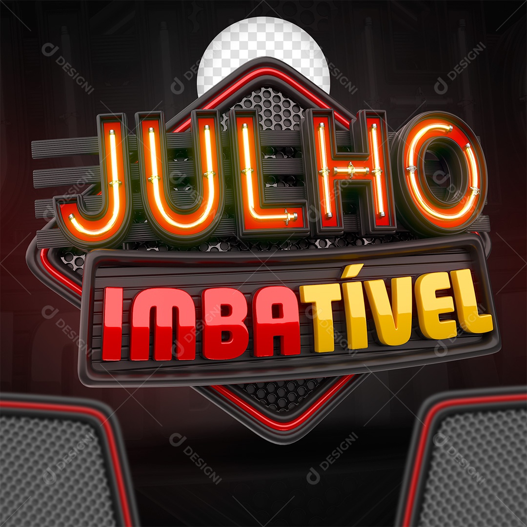 Julho Imbatível Selo 3D para Composição PSD