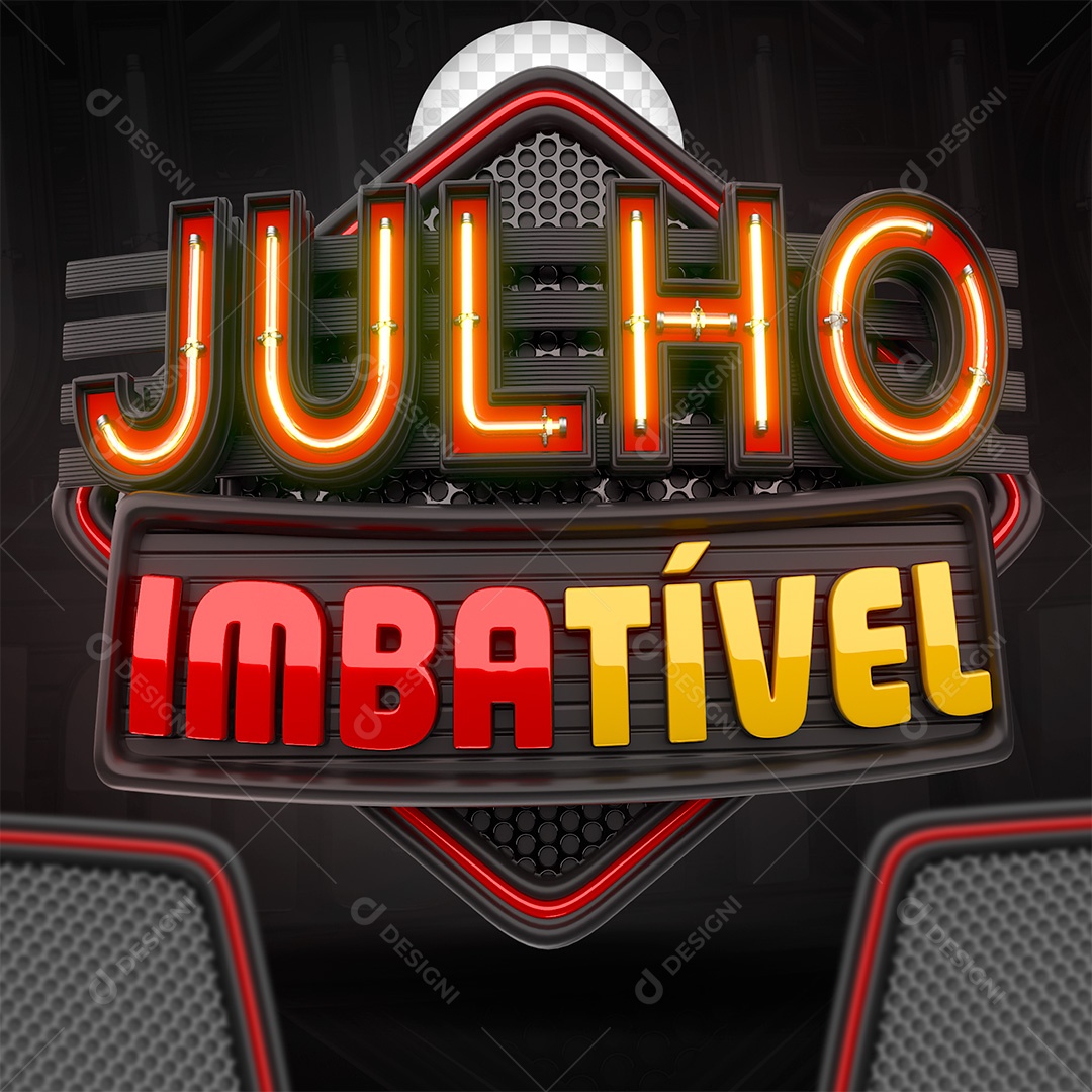 Julho Imbatível Selo 3D para Composição PSD