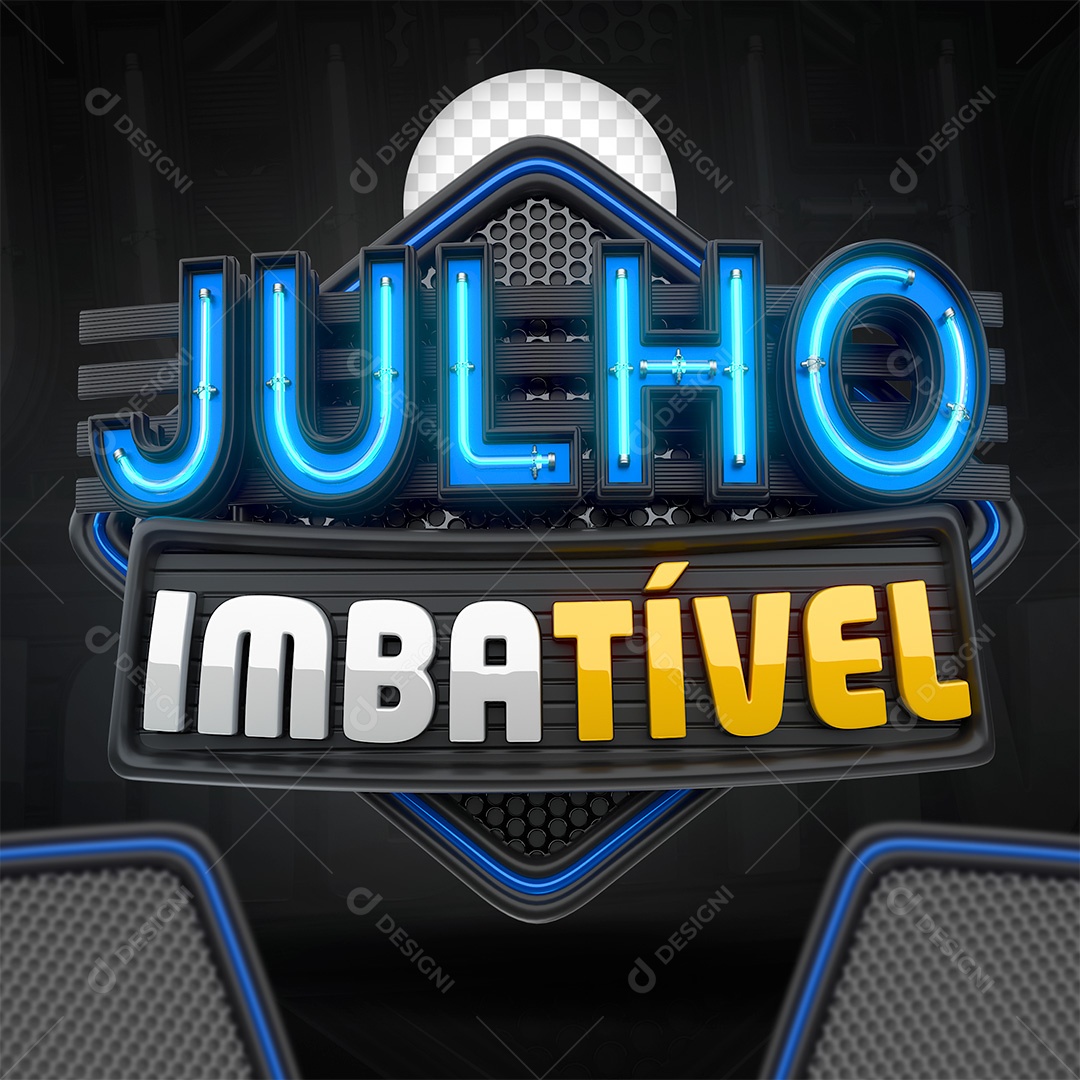 Julho Imbatível Selo 3D para Composição PSD