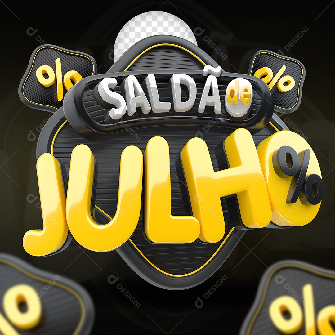Saldão de Julho Selo 3D para Composição PSD