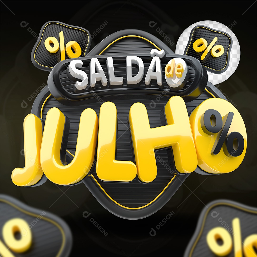 Saldão de Julho Selo 3D para Composição PSD