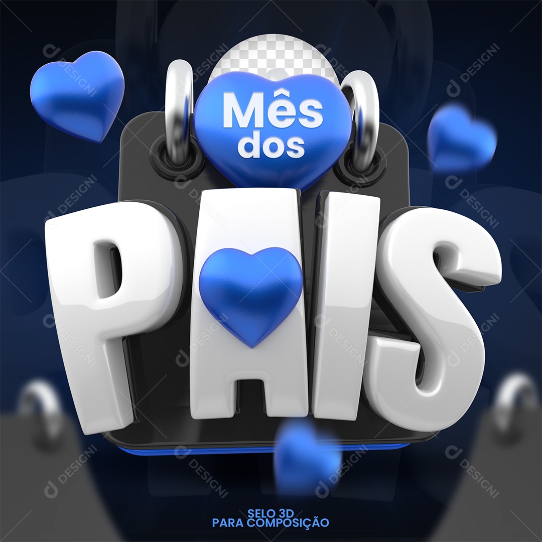 Mês dos Pais Selo 3D para Composição PSD