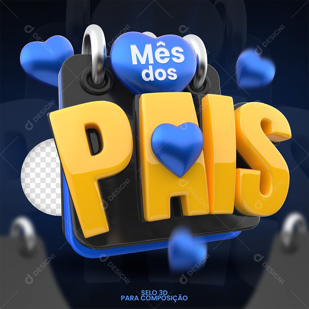 Mês dos Pais Selo 3D para Composição PSD