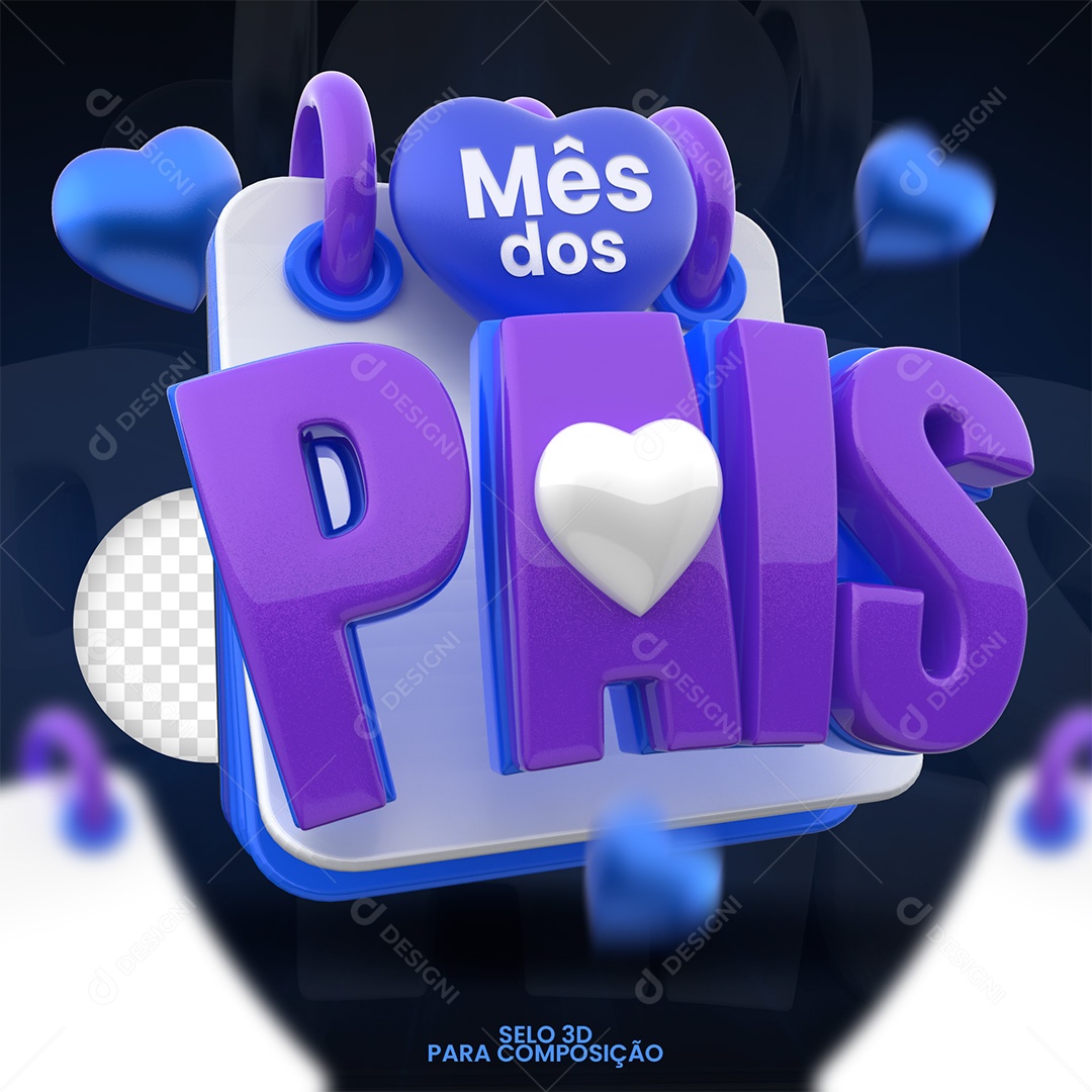 Mês dos Pais Selo 3D para Composição PSD