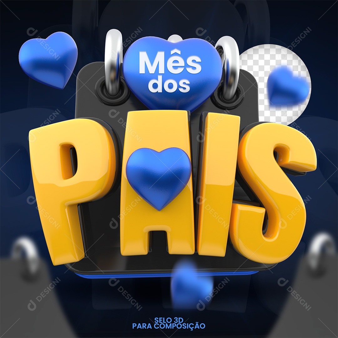 Mês dos Pais Selo 3D para Composição PSD