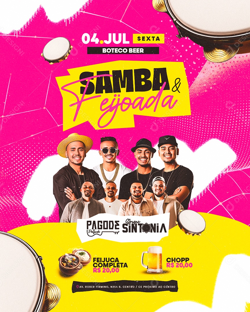 Flyer Samba e Feijoada Social Media PSD Editável