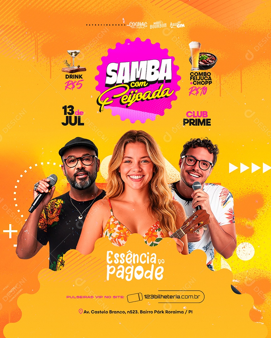 Flyer Samba com Feijoada Social Media PSD Editável