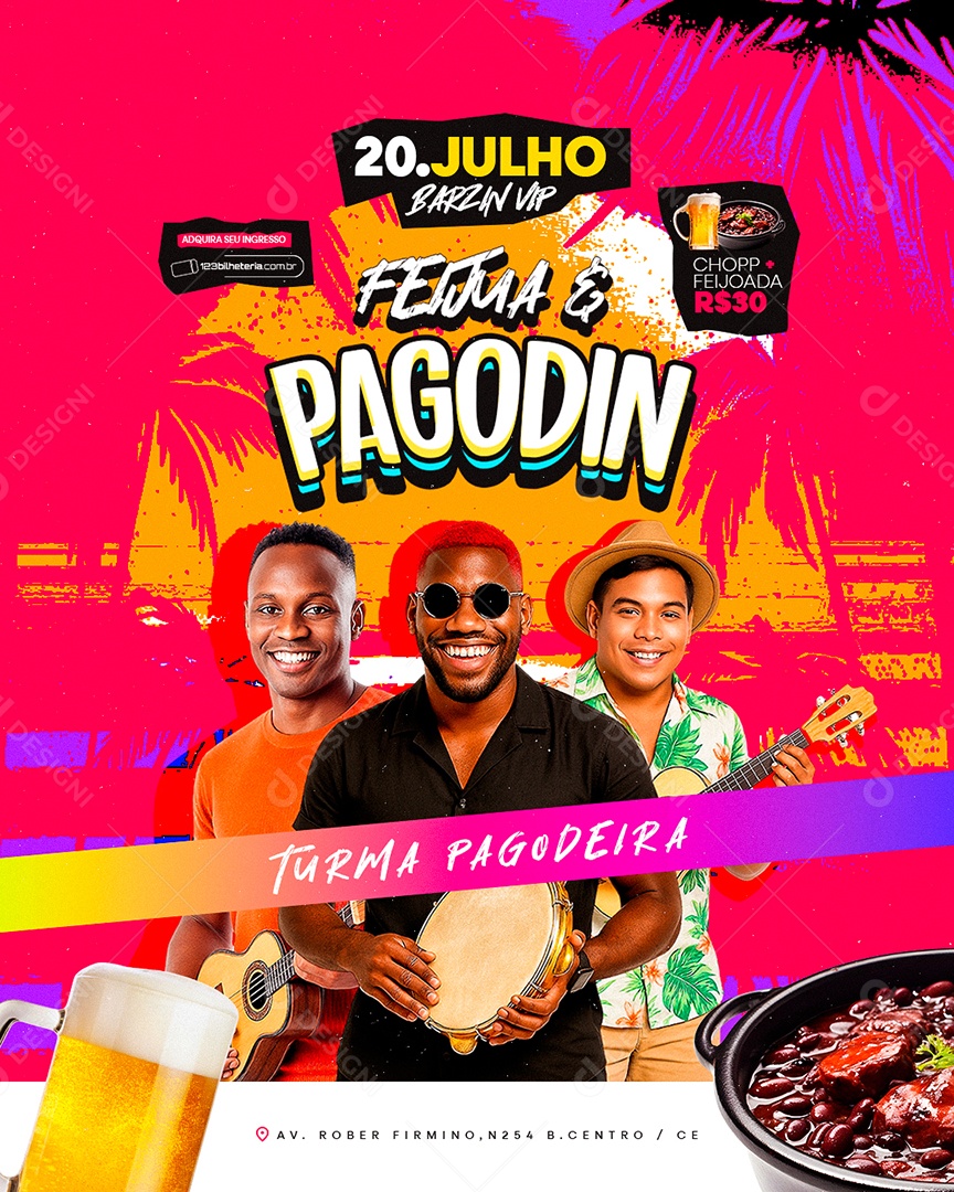 Flyer Feijua e Pagodin Social Media PSD Editável