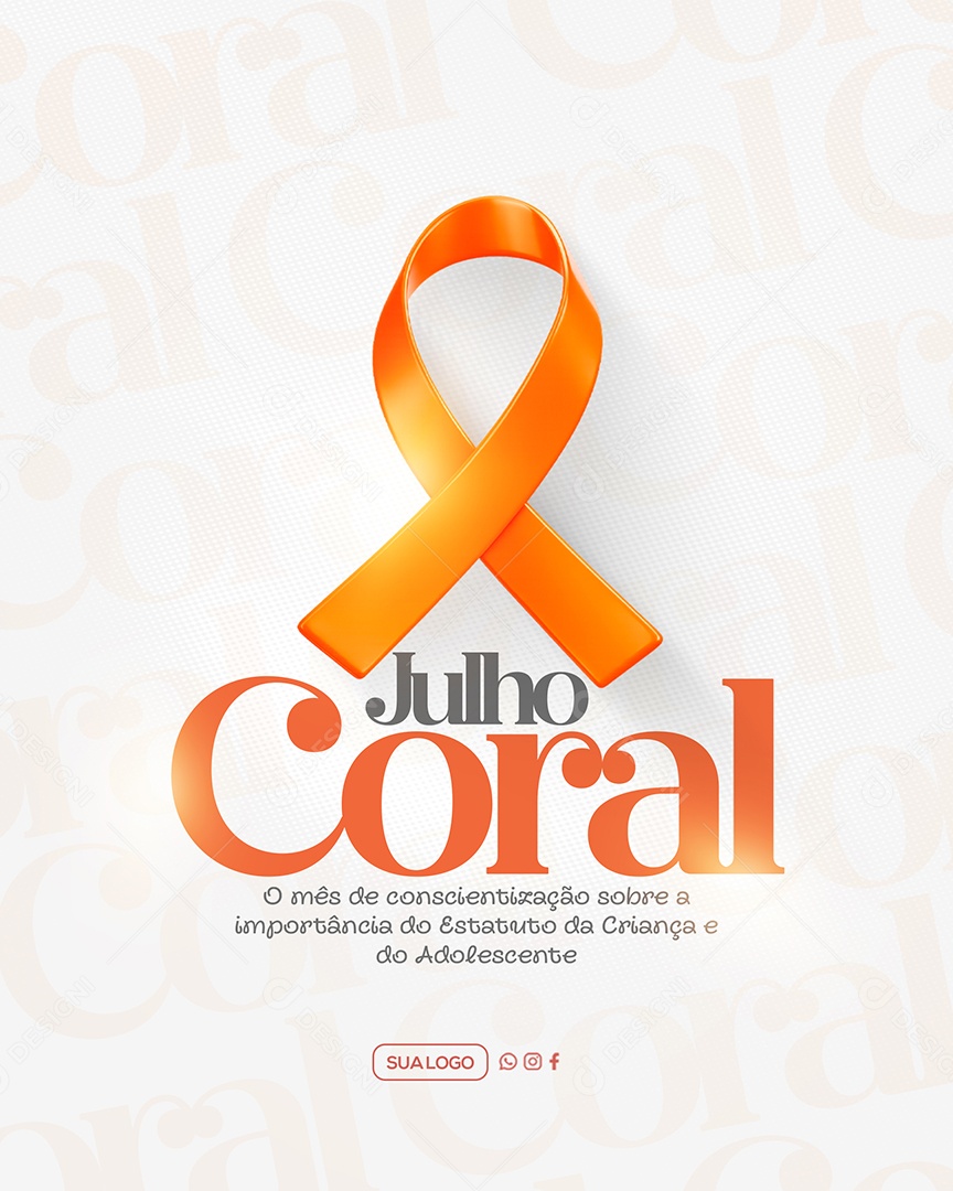 Julho Coral Mês de Conscientização dos Direitos e Deveres da Criança Social Media PSD Editável