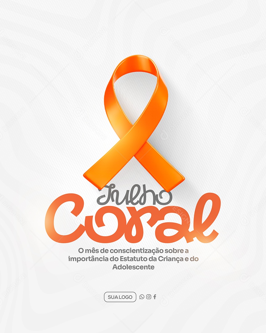 Julho Coral Mês de Conscientização dos Direitos e Deveres da Criança Social Media PSD Editável