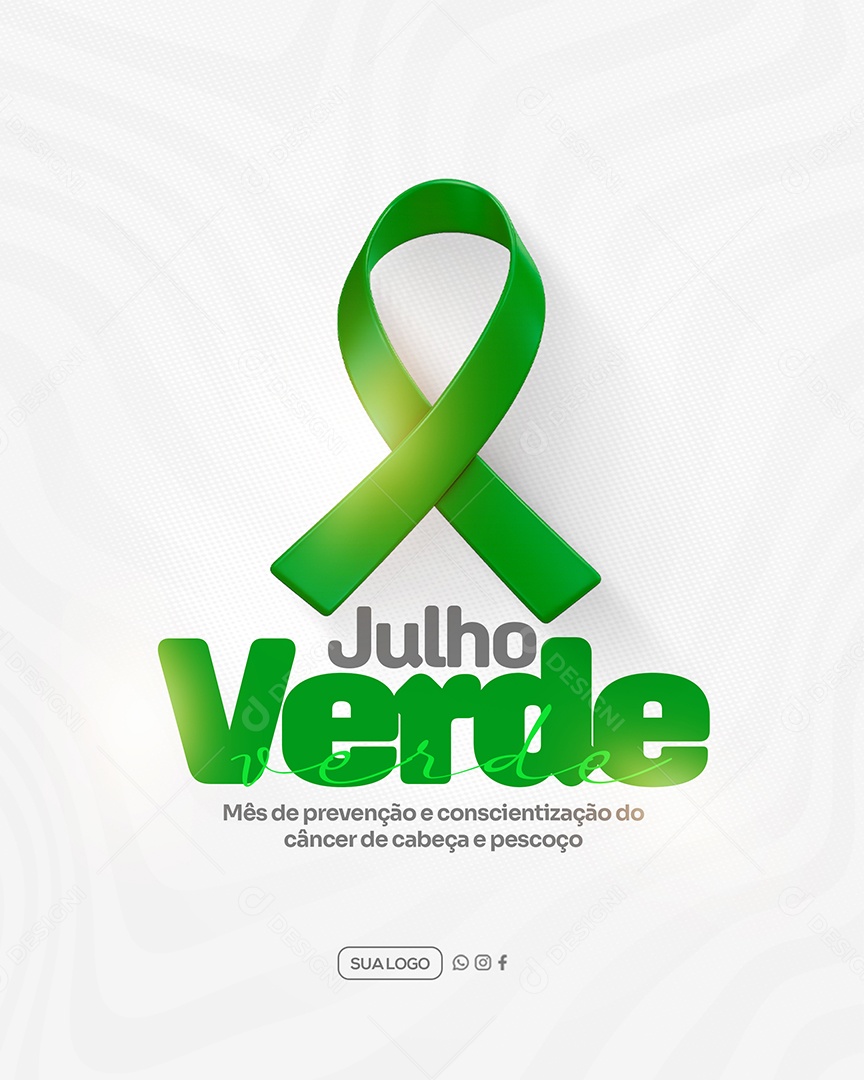 Julho Verde Campanha Contra o Câncer da Cabeça e Pescoço Social Media PSD Editável