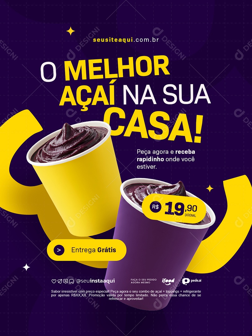Açaiteria O Melhor Açaí na Sua Casa Social Media PSD Editável