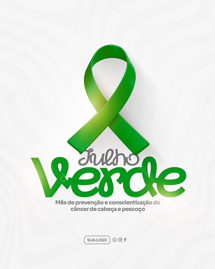 Julho Verde Campanha Contra o Câncer da Cabeça e Pescoço Social Media PSD Editável