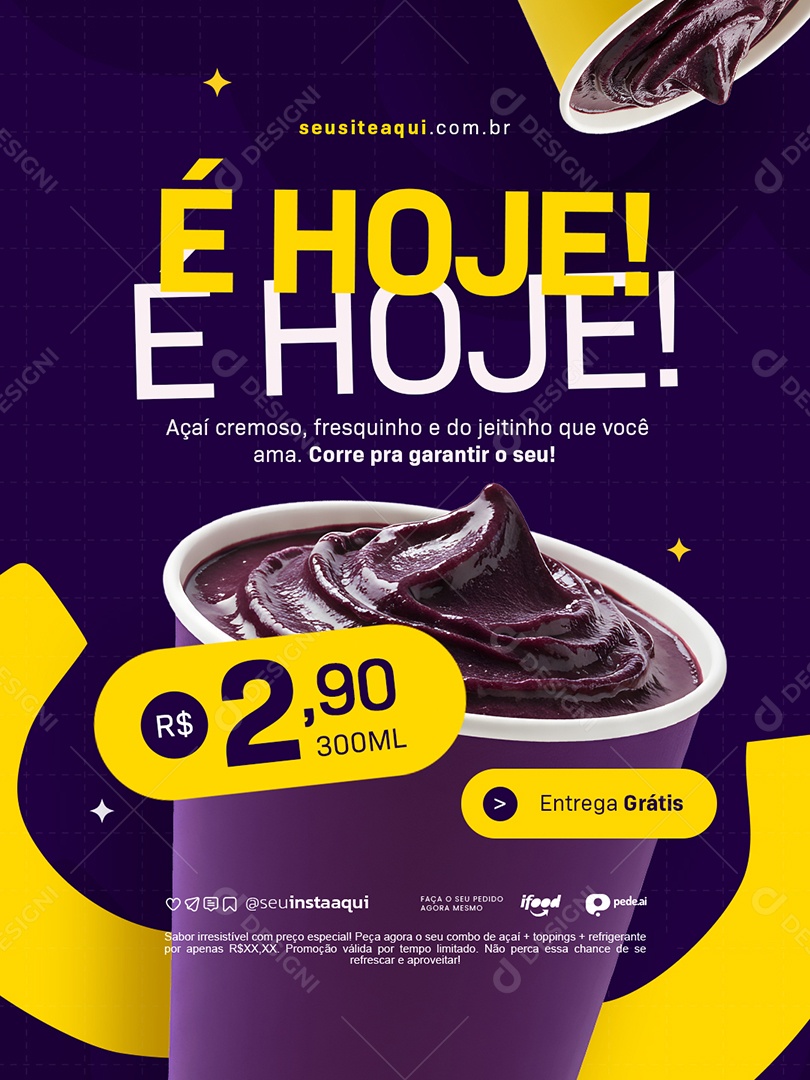 Açaiteria é Hoje é Hoje Social Media PSD Editável