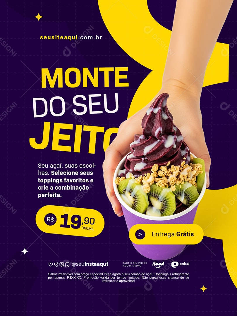 Açaiteria Monte do Seu Jeito Social Media PSD Editável