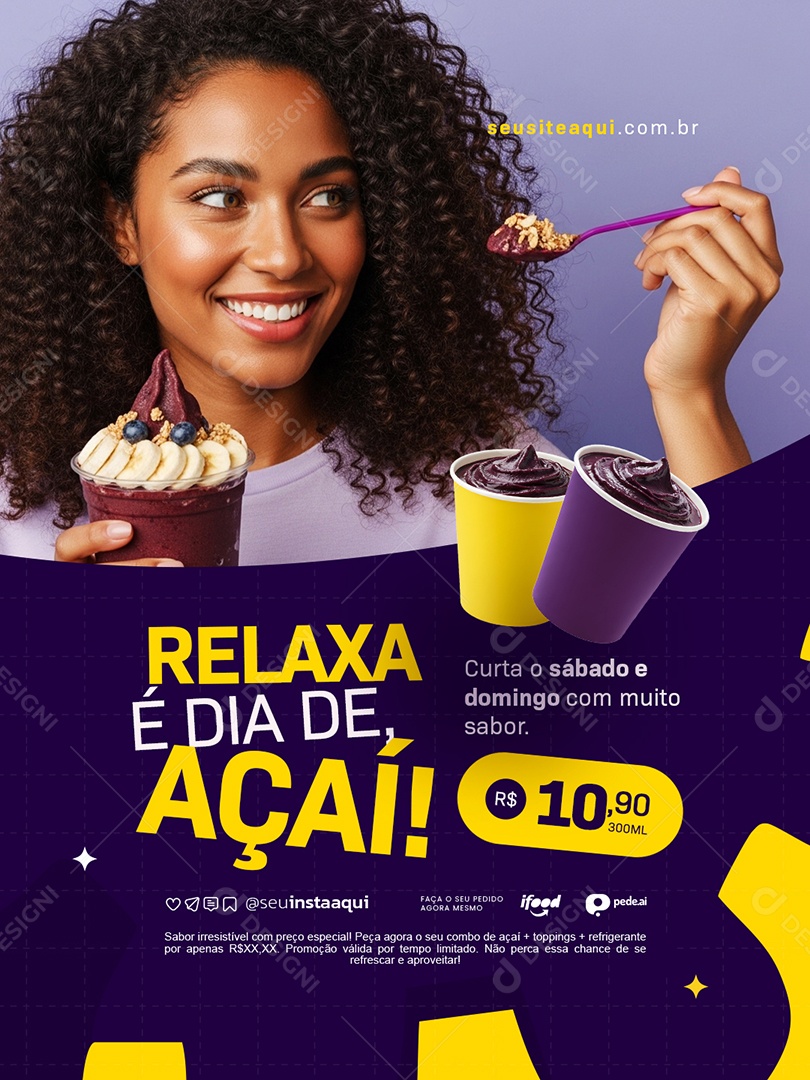 Açaiteria Relaxa é Dia de Açaí Social Media PSD Editável