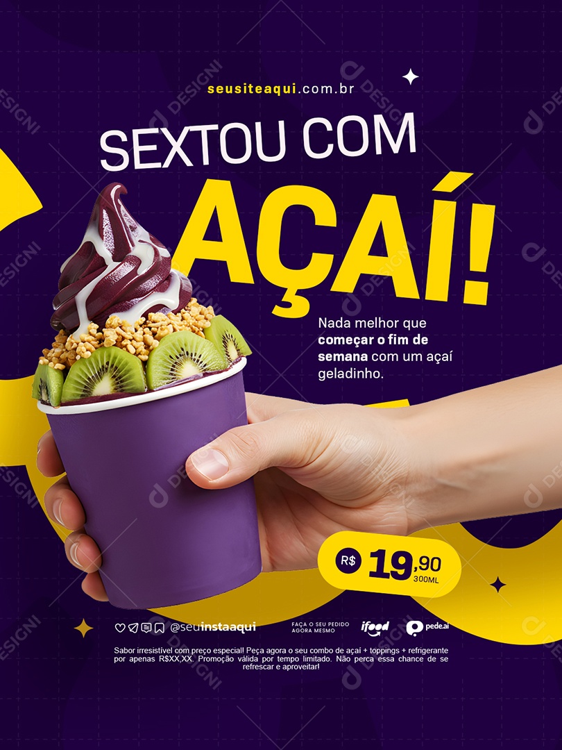 Açaiteria Sextou Com Açaí Social Media PSD Editável