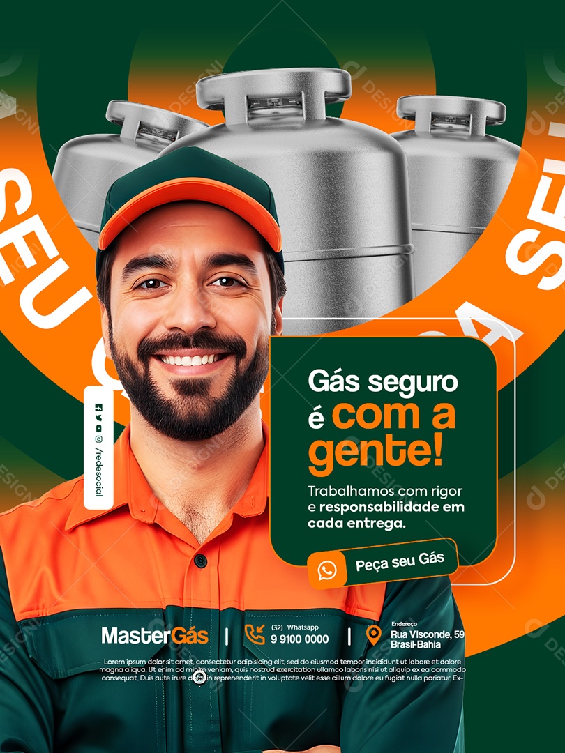 Distribuidora de Gás Seguro é com a Gente Social Media PSD Editável