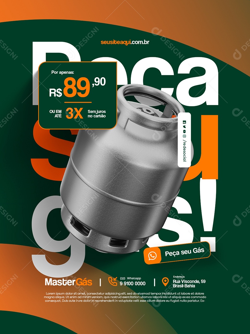 Distribuidora de Gás Peça seu Gás Social Media PSD Editável