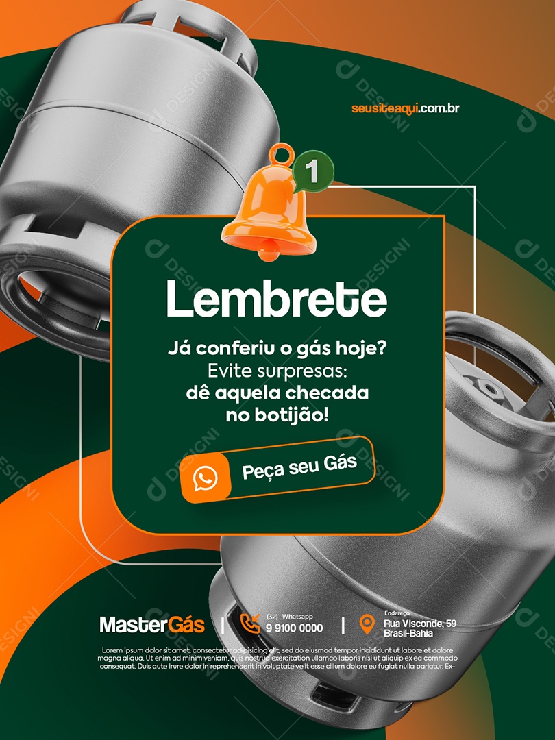 Distribuidora de Gás Lembrete Social Media PSD Editável