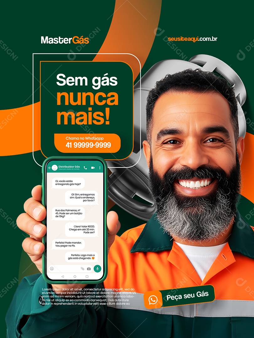 Distribuidora de Gás Nunca Mais Social Media PSD Editável