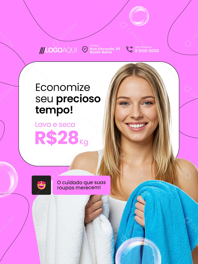 Lavanderia Economize Social Media PSD Editável
