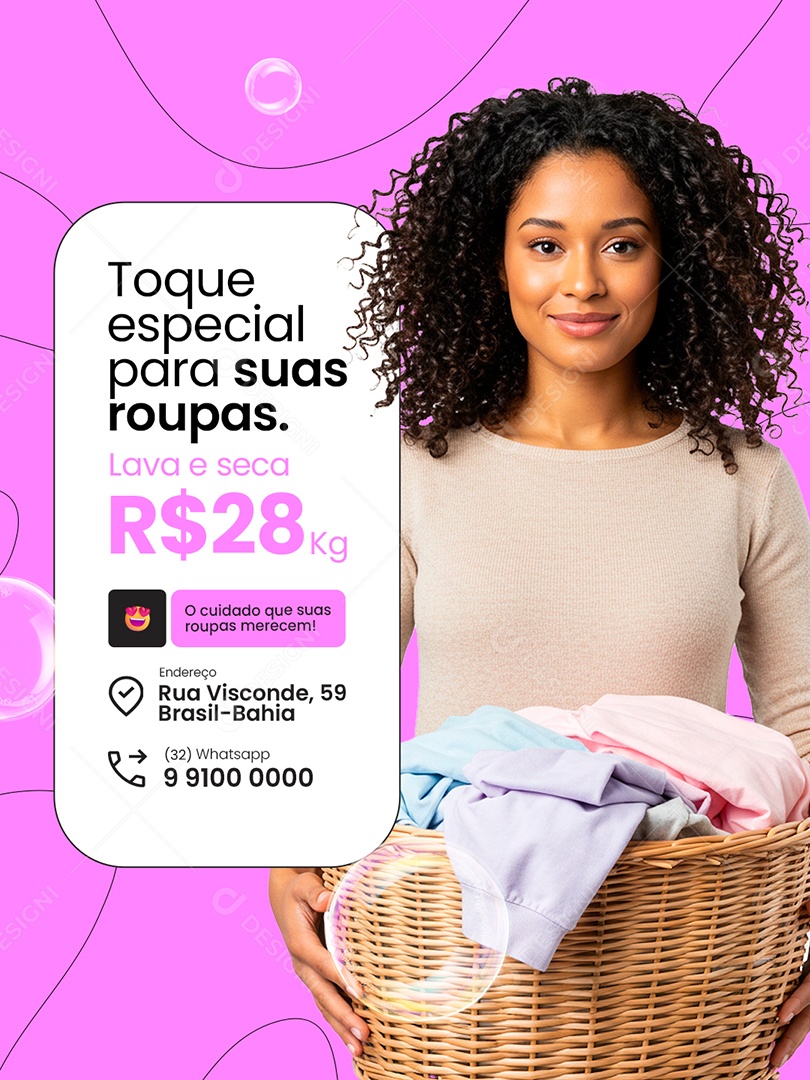 Lavanderia Toque Especial para Suas Roupas Social Media PSD Editável