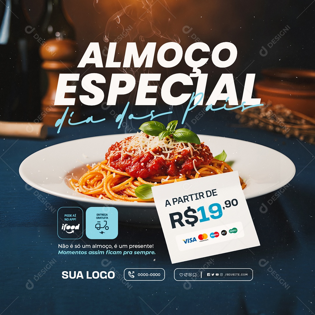 Restaurante Almoço Especial Dia dos Pais Social Media PSD Editável