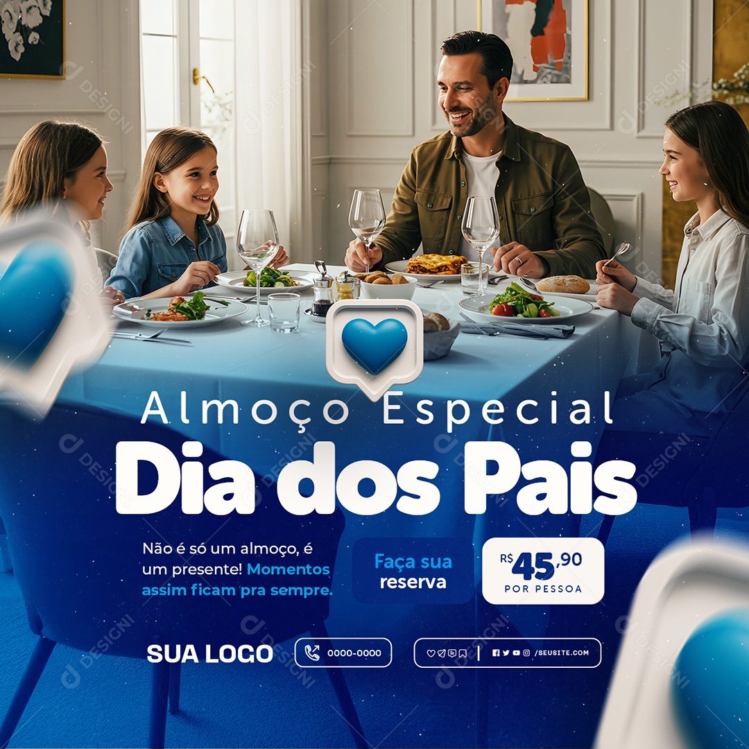 Restaurante Almoço Especial Dia dos Pais Social Media PSD Editável