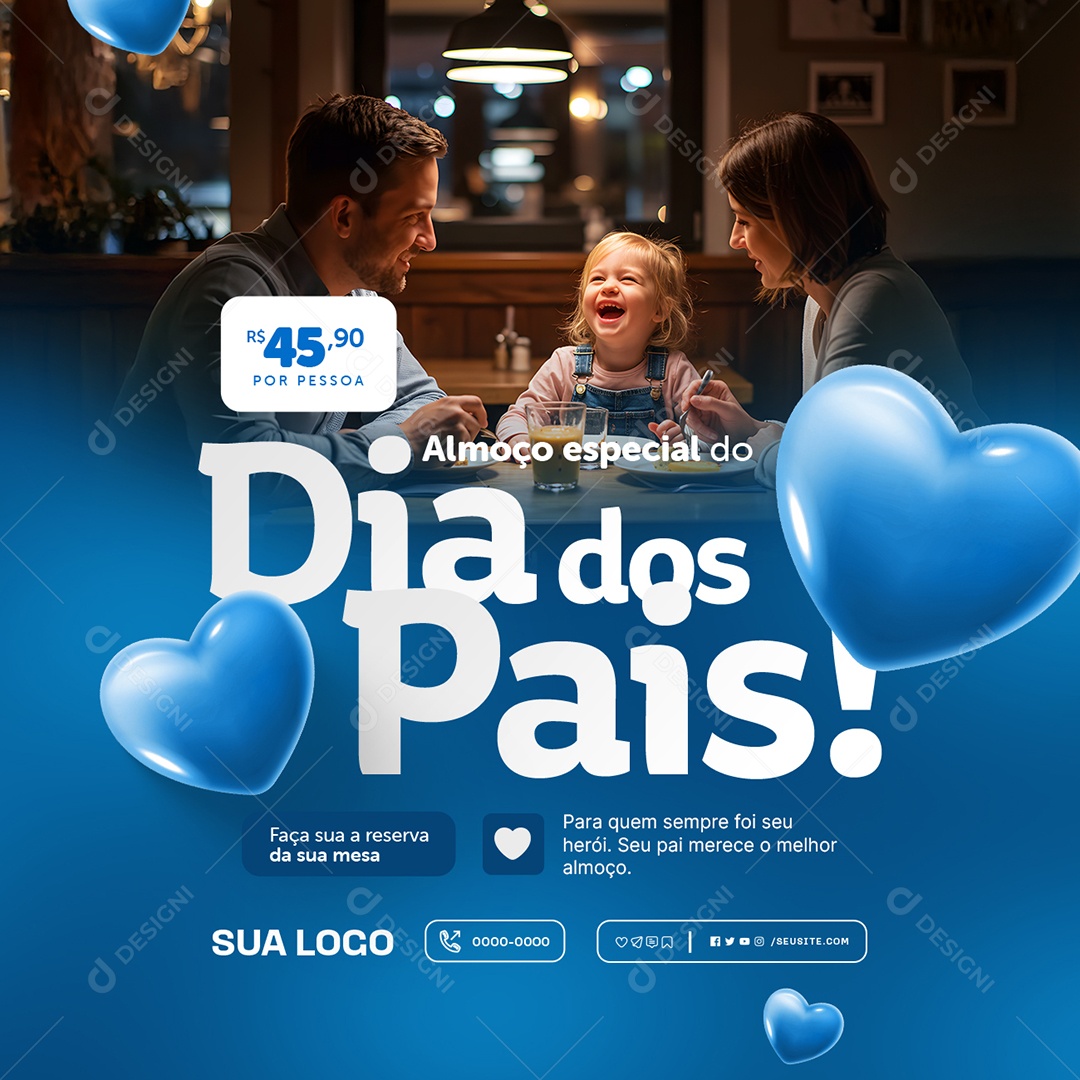 Restaurante Almoço Especial do Dia dos Pais Social Media PSD Editável