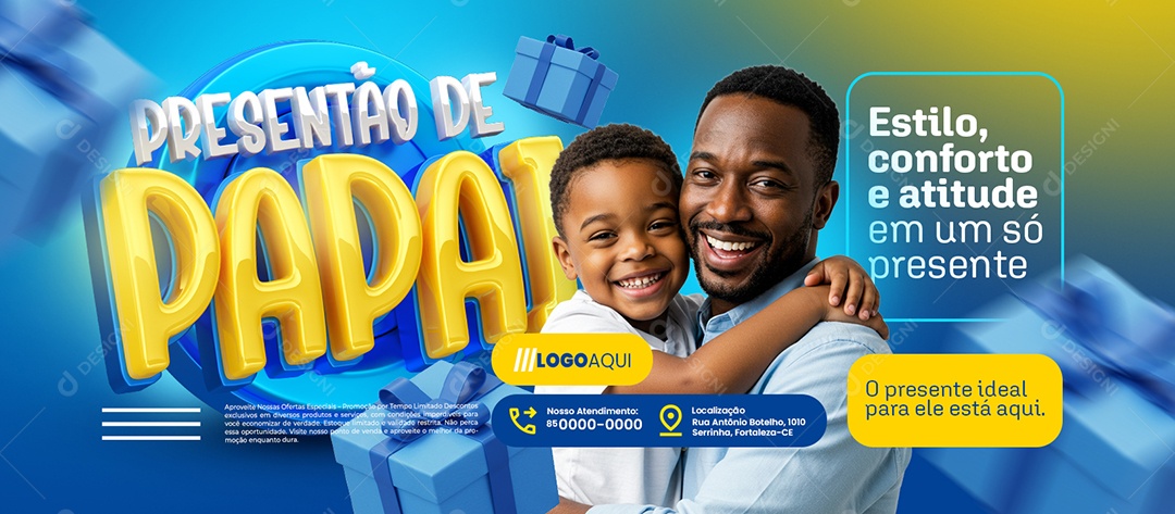 Banner Presentão de Papai Loja Estilo Conforto e Atitude Social Media PSD Editável