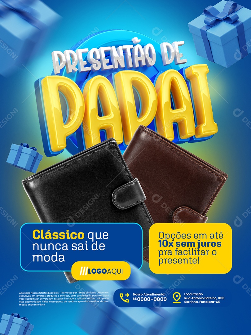 Presentão de Papai Loja Carteira Clássico Social Media PSD Editável