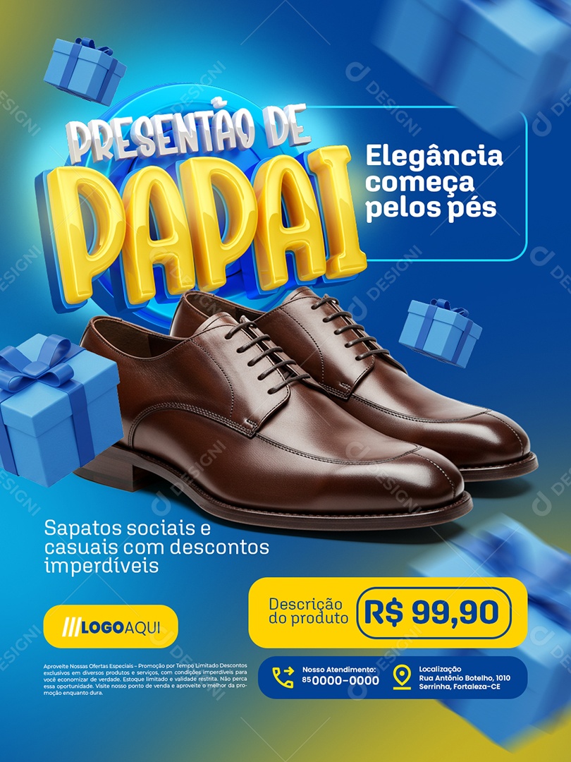Presentão de Papai Loja Elegância Sapatos Sociais Social Media PSD Editável