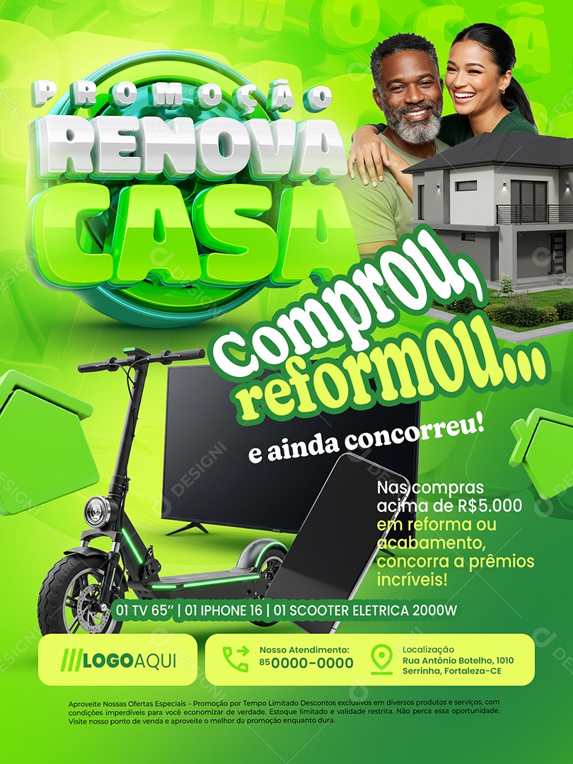 Promoção Renova Casa Construção Encarte Comprou Reformou Social Media PSD Editável