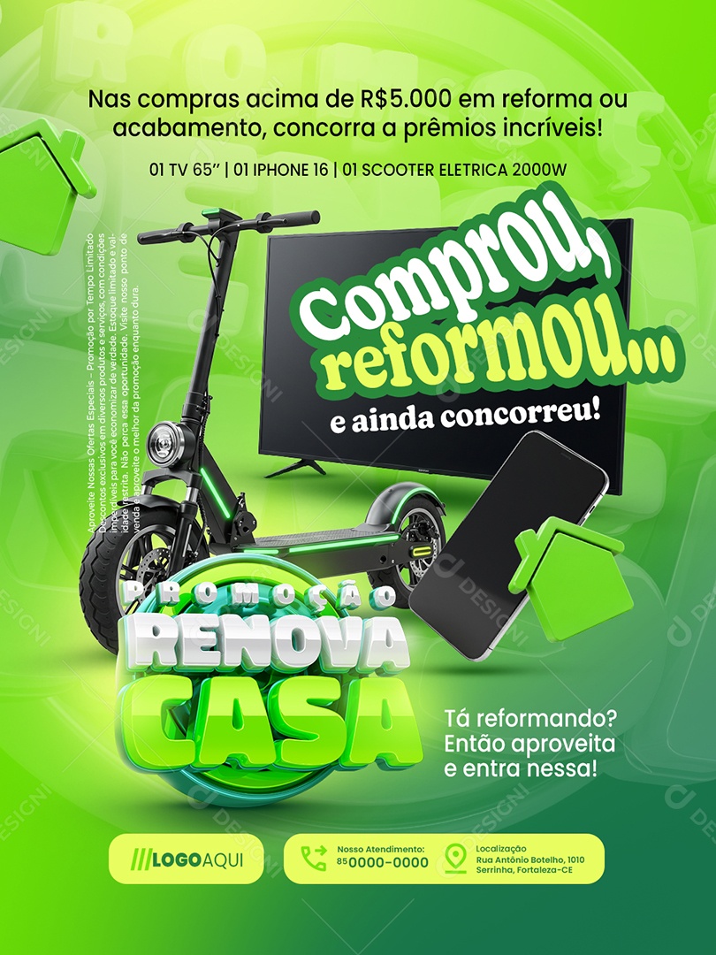 Promoção Renova Casa Construção Tá Reformando Social Media PSD Editável