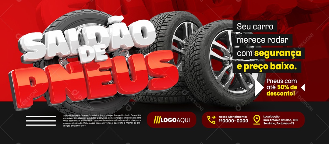 Banner Saldão de Pneus Segurança e Preço Baixo Social Media PSD Editável