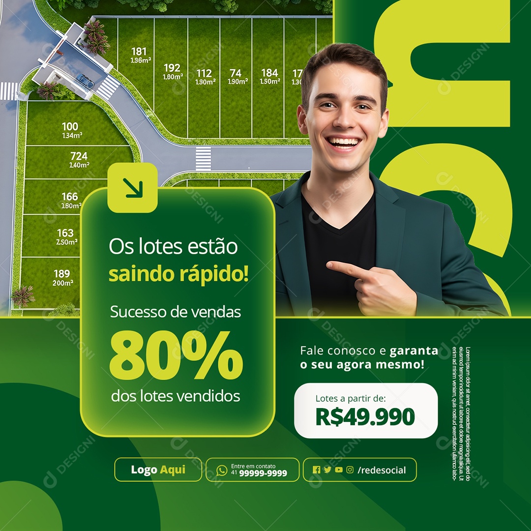 Lotes Terrenos Saindo Rápido Social Media PSD Editável
