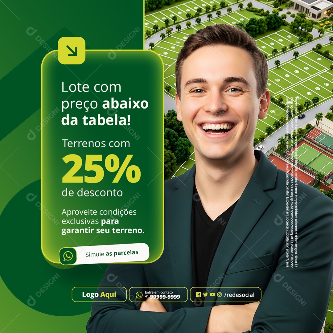 Lotes Terrenos Preço Abaixo da Tabela Social Media PSD Editável