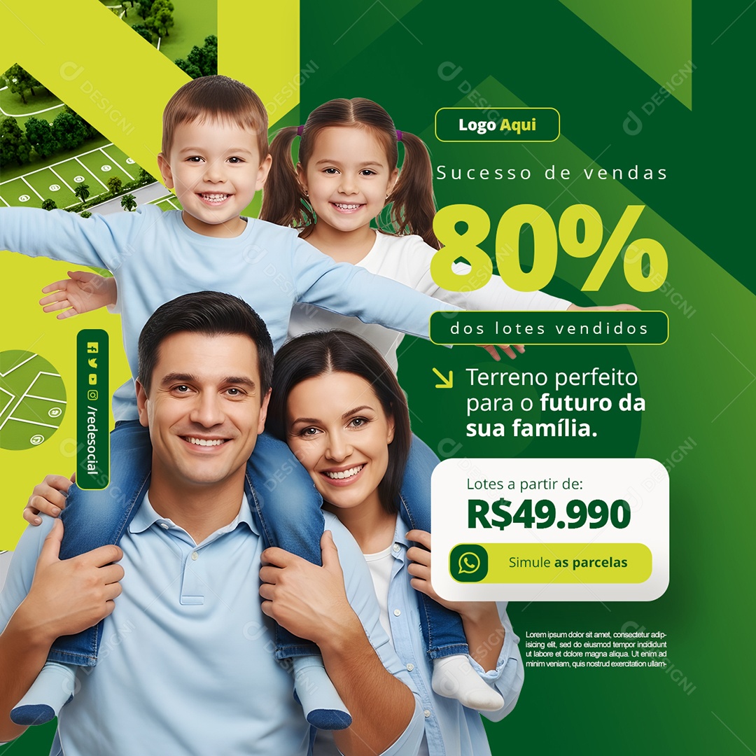 Lotes Terrenos Sucesso de Vendas Social Media PSD Editável