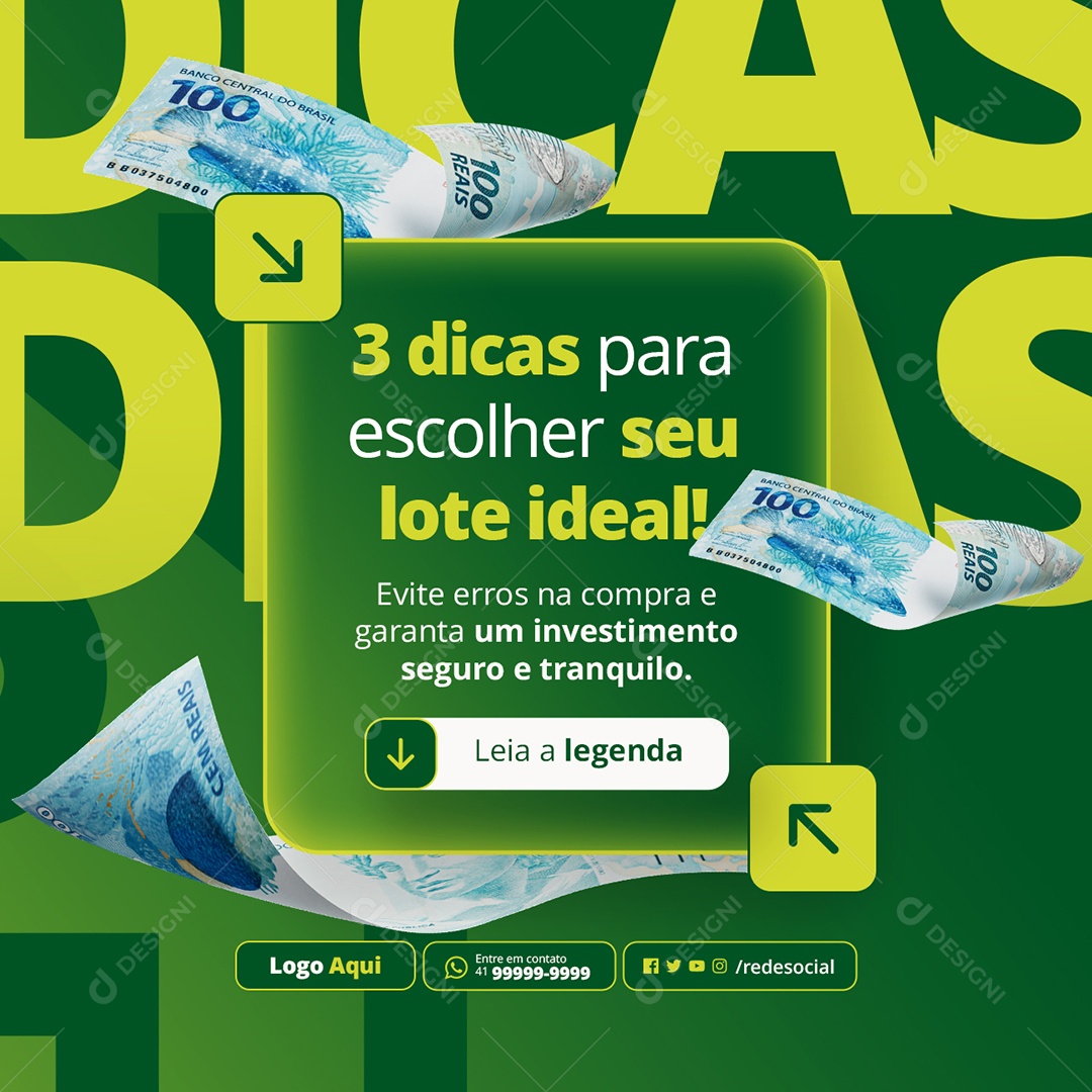 Lotes Terrenos Três Dicas Social Media PSD Editável