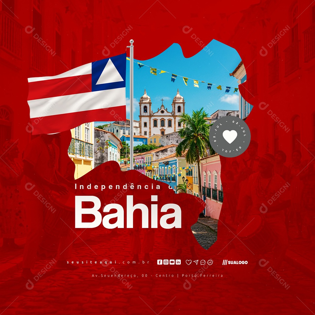 Dia da Independência da Bahia 02 de Julho Social Media PSD Editável